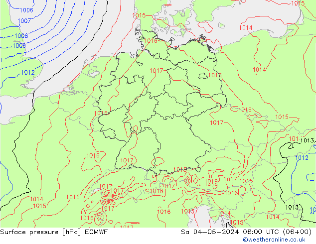 地面气压 ECMWF 星期六 04.05.2024 06 UTC