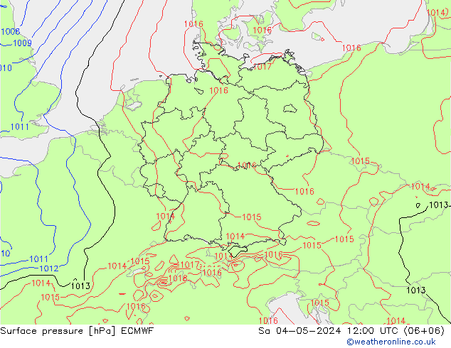 地面气压 ECMWF 星期六 04.05.2024 12 UTC