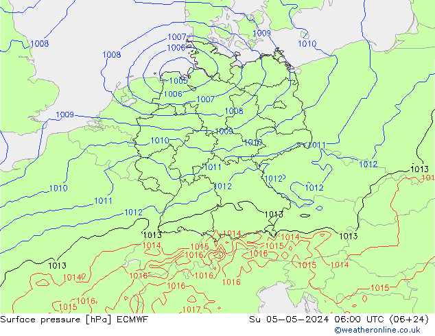 Surface pressure ECMWF Su 05.05.2024 06 UTC