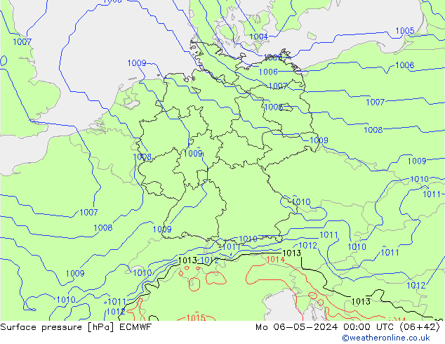 Bodendruck ECMWF Mo 06.05.2024 00 UTC