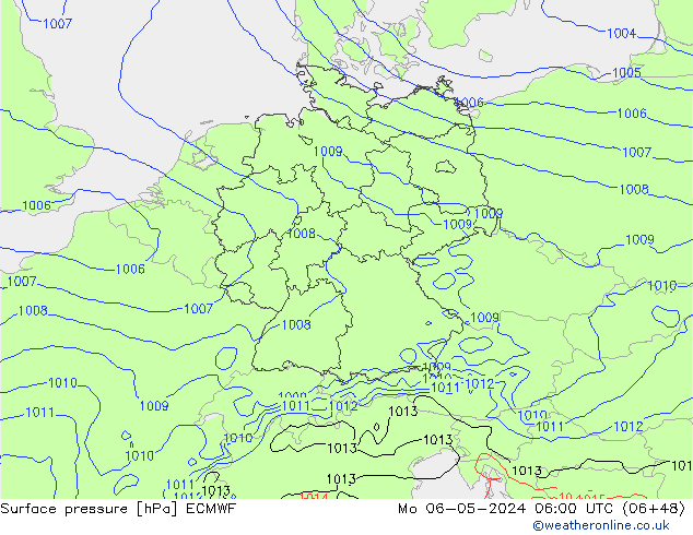 Bodendruck ECMWF Mo 06.05.2024 06 UTC