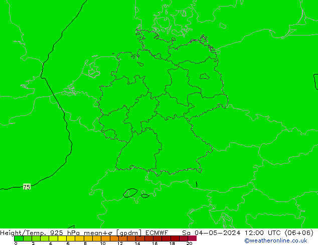 Height/Temp. 925 hPa ECMWF Sa 04.05.2024 12 UTC