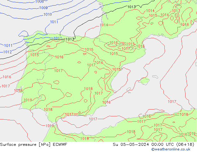 Surface pressure ECMWF Su 05.05.2024 00 UTC