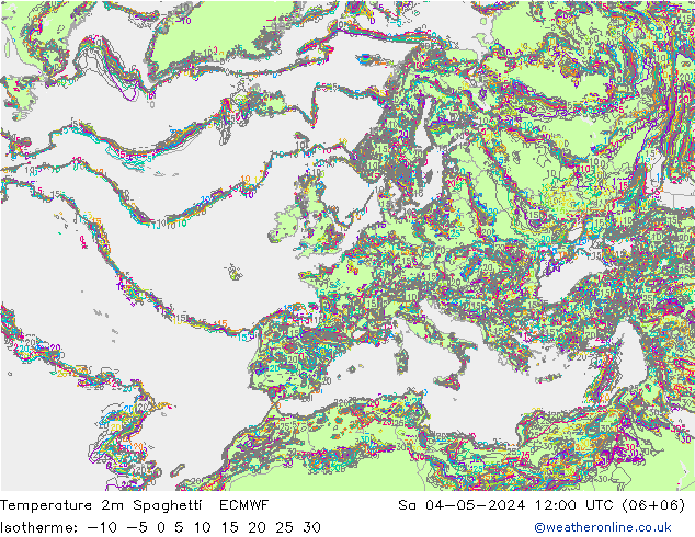 Temperatura 2m Spaghetti ECMWF sáb 04.05.2024 12 UTC