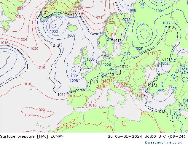приземное давление ECMWF Вс 05.05.2024 06 UTC