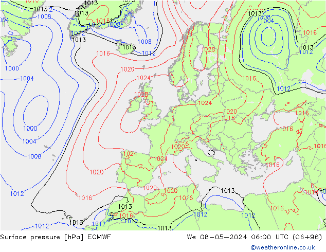 pression de l'air ECMWF mer 08.05.2024 06 UTC