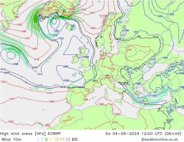 High wind areas ECMWF sáb 04.05.2024 12 UTC