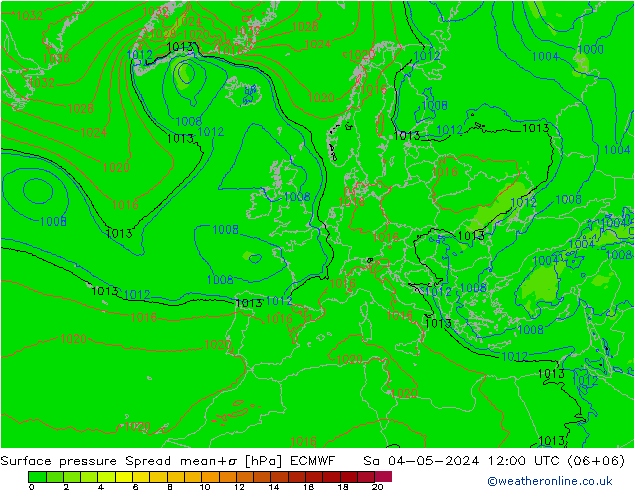 Surface pressure Spread ECMWF Sa 04.05.2024 12 UTC