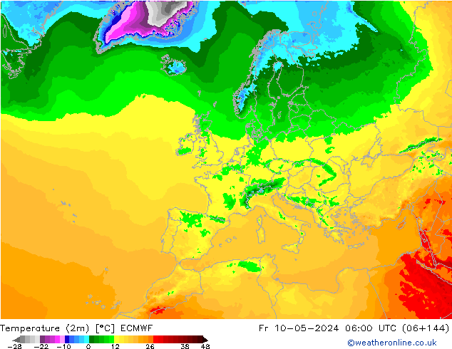 Temperatura (2m) ECMWF Sex 10.05.2024 06 UTC