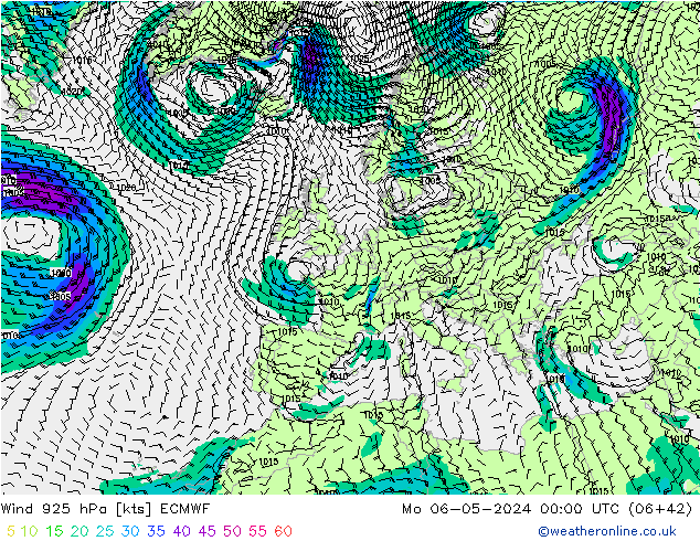 Rüzgar 925 hPa ECMWF Pzt 06.05.2024 00 UTC