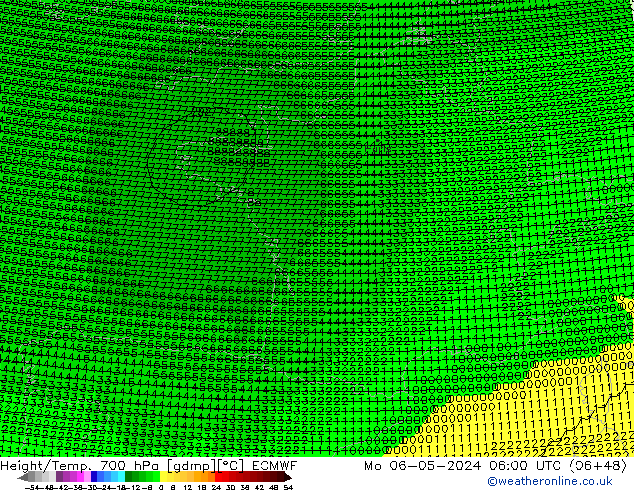 Height/Temp. 700 hPa ECMWF Mo 06.05.2024 06 UTC