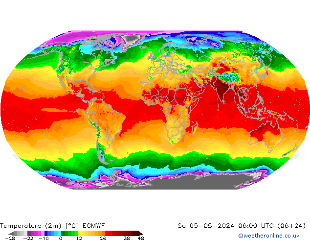 Temperaturkarte (2m) ECMWF So 05.05.2024 06 UTC