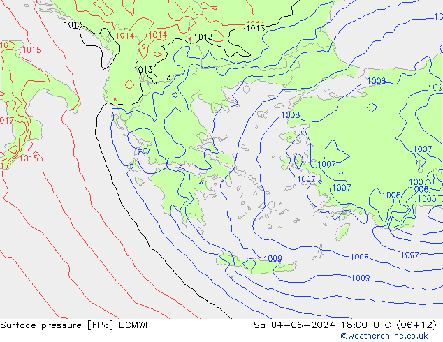 приземное давление ECMWF сб 04.05.2024 18 UTC