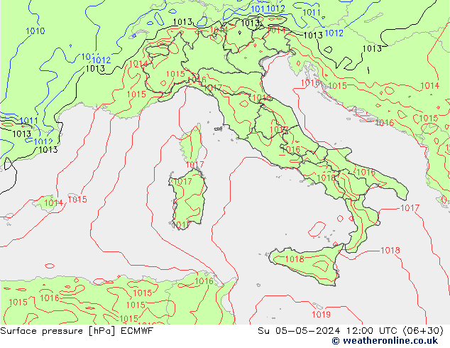 Luchtdruk (Grond) ECMWF zo 05.05.2024 12 UTC