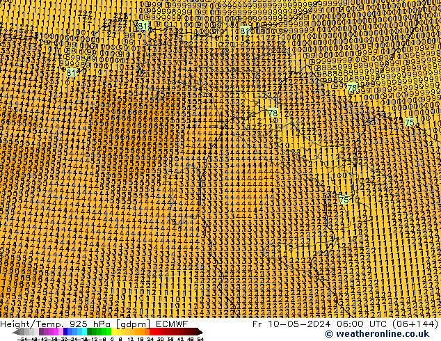 Géop./Temp. 925 hPa ECMWF ven 10.05.2024 06 UTC