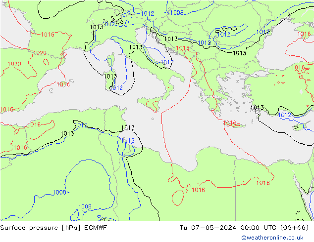 приземное давление ECMWF вт 07.05.2024 00 UTC