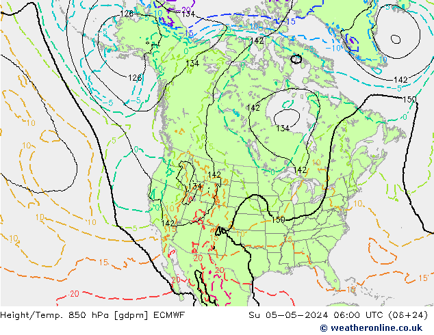 Géop./Temp. 850 hPa ECMWF dim 05.05.2024 06 UTC