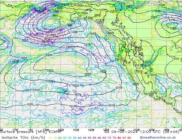 Isotachen (km/h) ECMWF za 04.05.2024 12 UTC