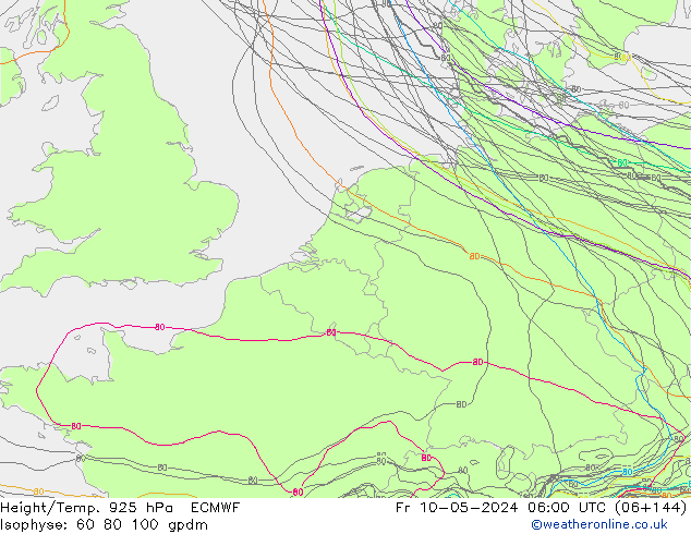 Height/Temp. 925 гПа ECMWF пт 10.05.2024 06 UTC