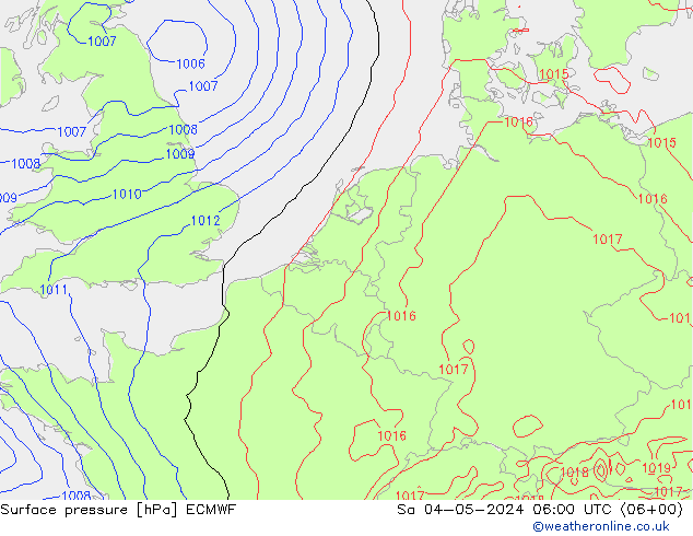 Surface pressure ECMWF Sa 04.05.2024 06 UTC