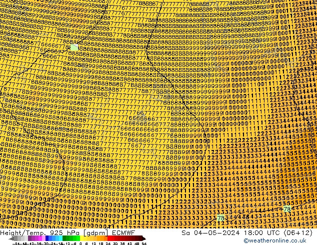 Height/Temp. 925 hPa ECMWF sab 04.05.2024 18 UTC