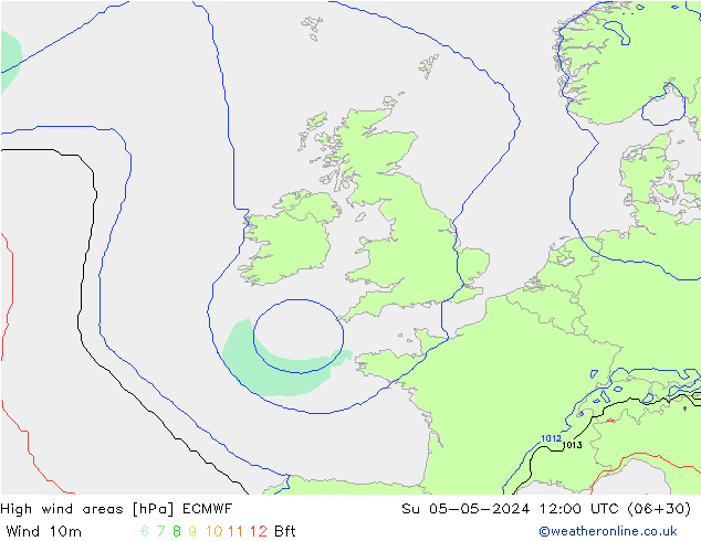 High wind areas ECMWF Dom 05.05.2024 12 UTC