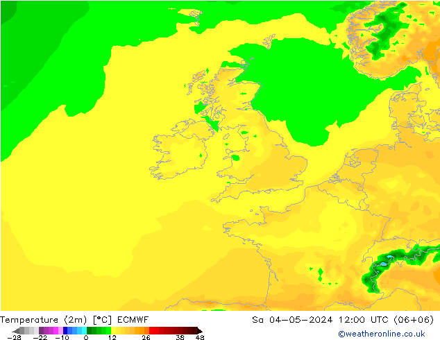 Temperature (2m) ECMWF Sa 04.05.2024 12 UTC