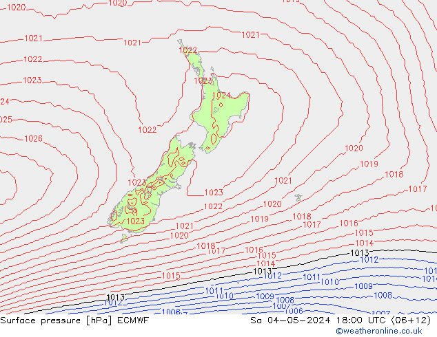 Surface pressure ECMWF Sa 04.05.2024 18 UTC