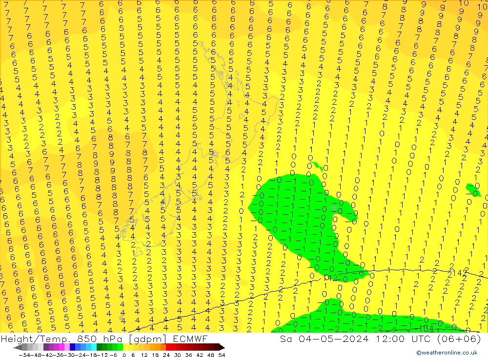 Height/Temp. 850 hPa ECMWF Sa 04.05.2024 12 UTC