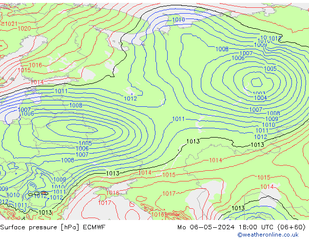 приземное давление ECMWF пн 06.05.2024 18 UTC