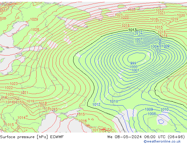 pression de l'air ECMWF mer 08.05.2024 06 UTC