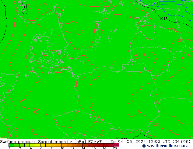 Surface pressure Spread ECMWF Sa 04.05.2024 12 UTC