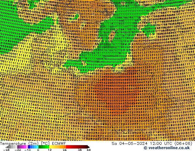 Temperature (2m) ECMWF Sa 04.05.2024 12 UTC