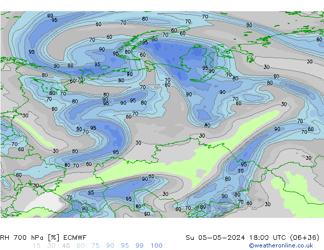 RH 700 hPa ECMWF Su 05.05.2024 18 UTC