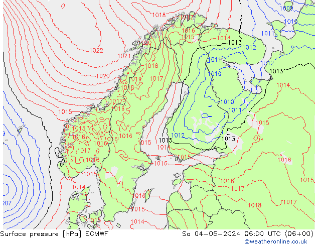 pressão do solo ECMWF Sáb 04.05.2024 06 UTC