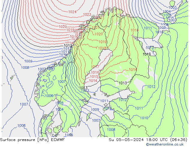 Bodendruck ECMWF So 05.05.2024 18 UTC