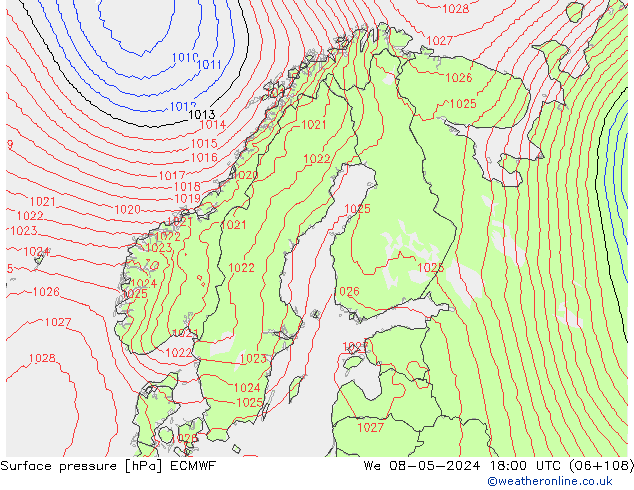 Yer basıncı ECMWF Çar 08.05.2024 18 UTC