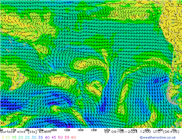 Rüzgar 10 m ECMWF Cts 04.05.2024 12 UTC
