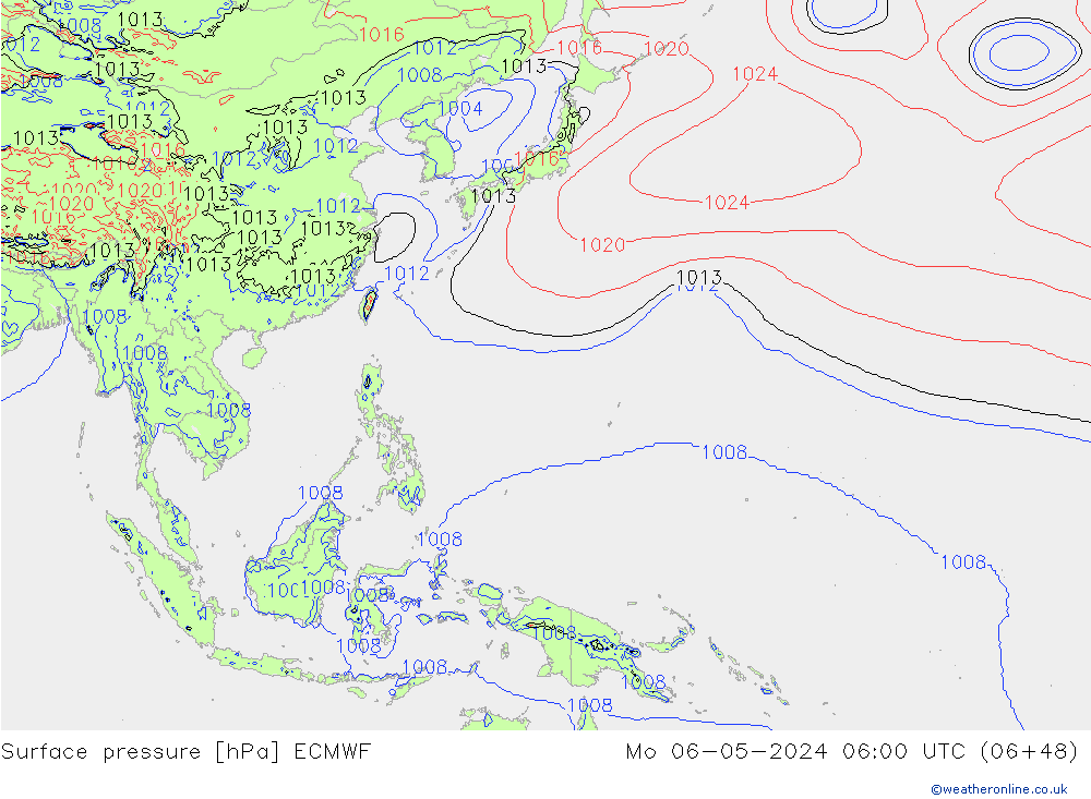 Surface pressure ECMWF Mo 06.05.2024 06 UTC