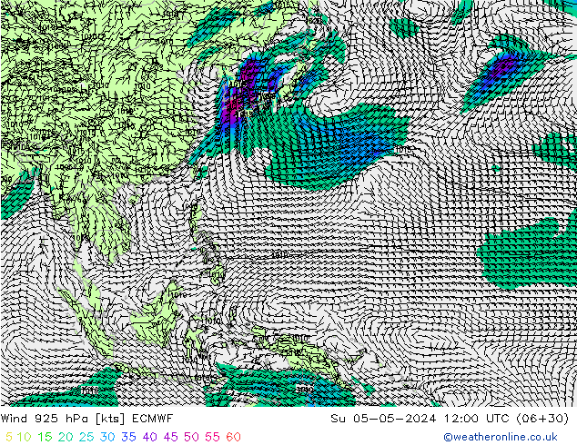 Vento 925 hPa ECMWF Dom 05.05.2024 12 UTC