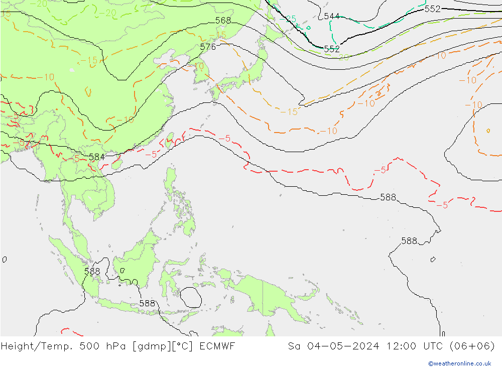 Height/Temp. 500 hPa ECMWF Sáb 04.05.2024 12 UTC