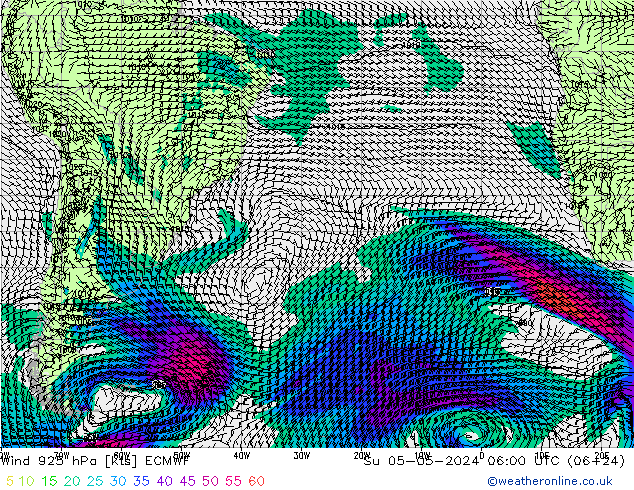 Wind 925 hPa ECMWF Su 05.05.2024 06 UTC