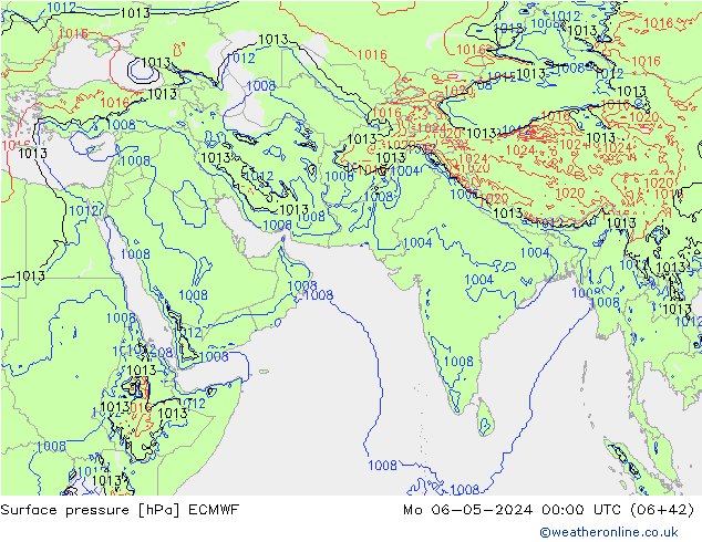 pressão do solo ECMWF Seg 06.05.2024 00 UTC