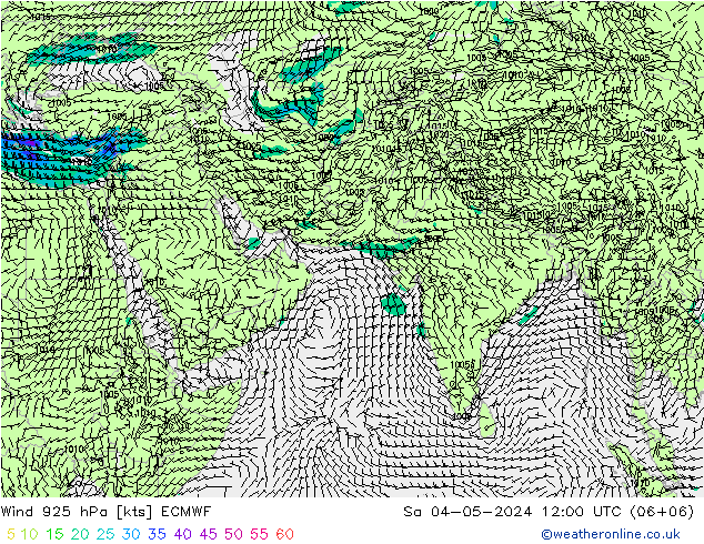 Vent 925 hPa ECMWF sam 04.05.2024 12 UTC