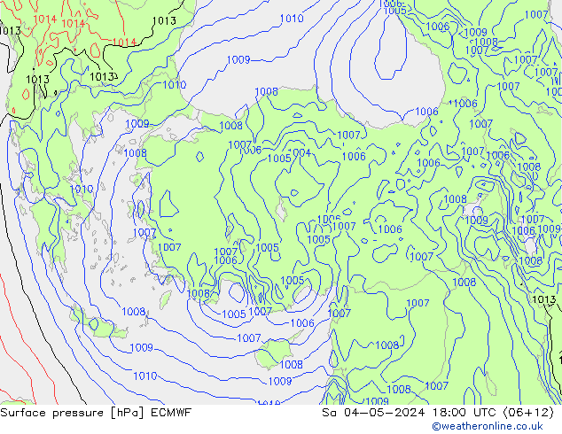 Atmosférický tlak ECMWF So 04.05.2024 18 UTC