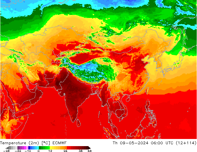 Sıcaklık Haritası (2m) ECMWF Per 09.05.2024 06 UTC