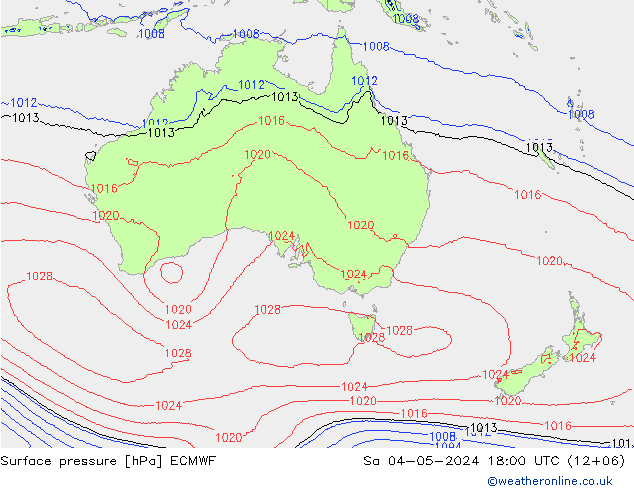 Pressione al suolo ECMWF sab 04.05.2024 18 UTC