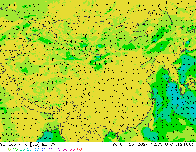 风 10 米 ECMWF 星期六 04.05.2024 18 UTC