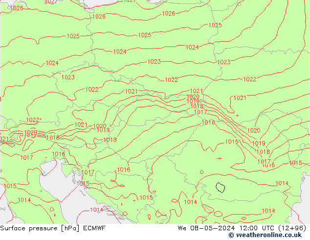 Surface pressure ECMWF We 08.05.2024 12 UTC