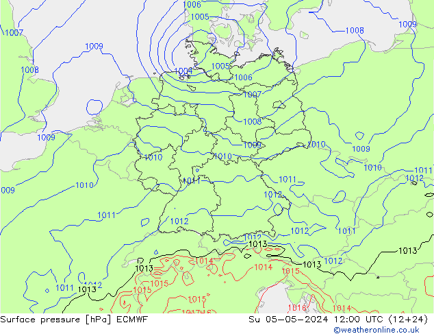 Bodendruck ECMWF So 05.05.2024 12 UTC